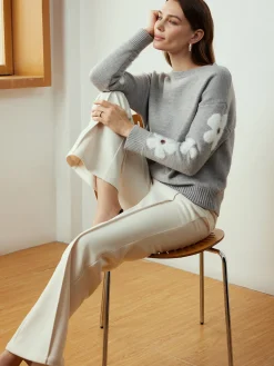 New Jacquard Floral Knit Top Sweater Tops|Sweaters & Cardigans