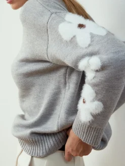 New Jacquard Floral Knit Top Sweater Tops|Sweaters & Cardigans