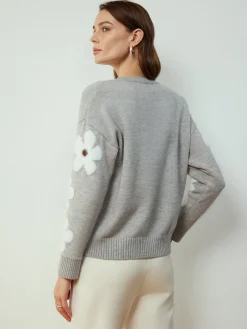 New Jacquard Floral Knit Top Sweater Tops|Sweaters & Cardigans
