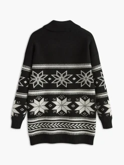 Jacquard Zipper Lapel Sweater Sweater Tops|Sweaters & Cardigans