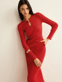 New Keyhole Neckline Knit Skirt Set Sweater Tops|Skirts