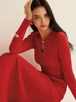 New Keyhole Neckline Knit Skirt Set Sweater Tops|Skirts