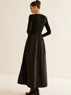 Sale Keyhole Neckline Panel Dress Black Dresses|Casual Dresses