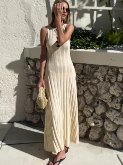 New Keyhole Neckline Pearl Decor Sweater Long Dress Sweater Dresses|Vacation Dresses