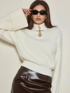 Outlet Keyhole Neckline Ribbed Shift Sweater Sweater Tops|Sweaters & Cardigans
