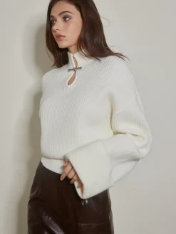 Outlet Keyhole Neckline Ribbed Shift Sweater Sweater Tops|Sweaters & Cardigans