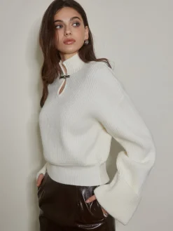 Outlet Keyhole Neckline Ribbed Shift Sweater Sweater Tops|Sweaters & Cardigans