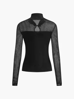 Outlet Keyhole Neckline Semi-Sheer Knit Top Sweater Tops|Sweaters & Cardigans