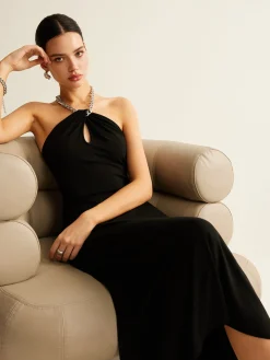 Outlet Keyhole Neckline Sleeveless Halter Dress Dresses