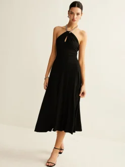Outlet Keyhole Neckline Sleeveless Halter Dress Dresses