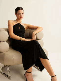 Outlet Keyhole Neckline Sleeveless Halter Dress Dresses
