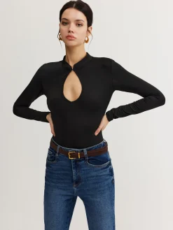 Discount Keyhole Neckline Thin Bodysuit Bodysuits|Bodysuits