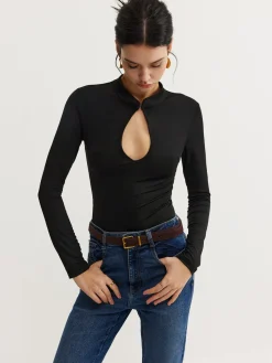 Discount Keyhole Neckline Thin Bodysuit Bodysuits|Bodysuits
