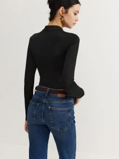 Discount Keyhole Neckline Thin Bodysuit Bodysuits|Bodysuits