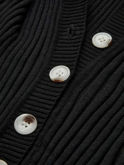 Discount Knit Button Short Sleeve Slim Dress Black Dresses|Sweater Dresses