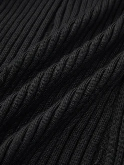 Discount Knit Button Short Sleeve Slim Dress Black Dresses|Sweater Dresses