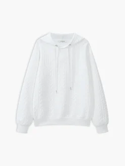 Online Knit Cable Long Sleeve Drawstring Hoody Sweatshirts & Hoodies|Knitwear