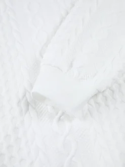 Online Knit Cable Long Sleeve Drawstring Hoody Sweatshirts & Hoodies|Knitwear
