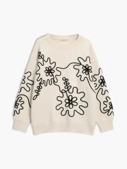 Clearance Knit Floral Oversized Sweater Sweater Tops|Sweaters & Cardigans