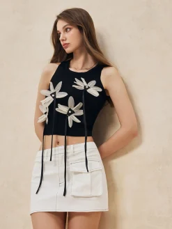 Discount Knit Floral Tassel Vest Sweater Vests|Sweaters & Cardigans