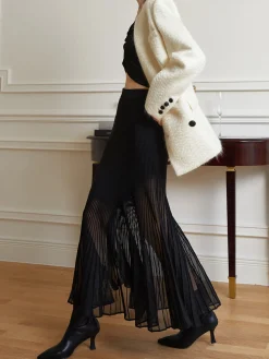Best Knit Pleated Semi-sheer Maxi Skirt Skirts|Knitwear