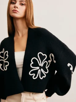 Sale Knit-Floral Short Outerwear Sweater Tops|Outerwear