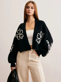 Sale Knit-Floral Short Outerwear Sweater Tops|Outerwear