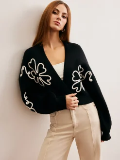 Sale Knit-Floral Short Outerwear Sweater Tops|Outerwear