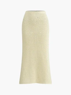 Discount Knitted Beaded Midi Skirt Set Skirt Sets|Long Sleeve Sets
