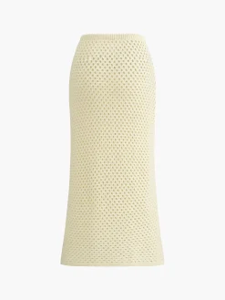 Discount Knitted Beaded Midi Skirt Set Skirt Sets|Long Sleeve Sets