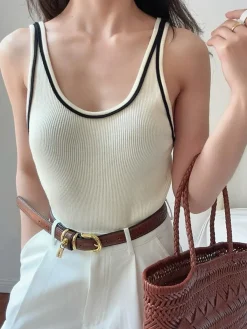 Discount Knitted Crew Collar Contrast Vest Sweater Vests|Sweaters & Cardigans