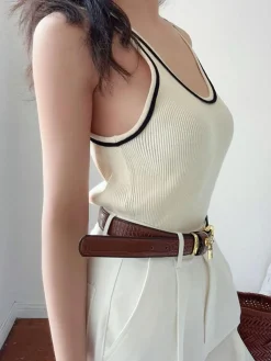 Discount Knitted Crew Collar Contrast Vest Sweater Vests|Sweaters & Cardigans