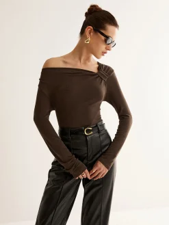 Outlet Knotted Cold-Shoulder Jersey Top T-shirts|Tops