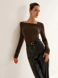 Outlet Knotted Cold-Shoulder Jersey Top T-shirts|Tops