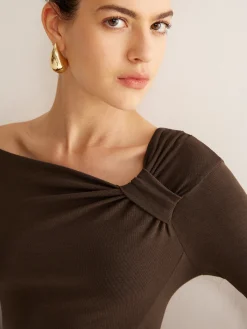 Outlet Knotted Cold-Shoulder Jersey Top T-shirts|Tops