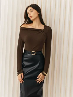 Outlet Knotted Cold-Shoulder Jersey Top T-shirts|Tops