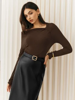 Outlet Knotted Cold-Shoulder Jersey Top T-shirts|Tops