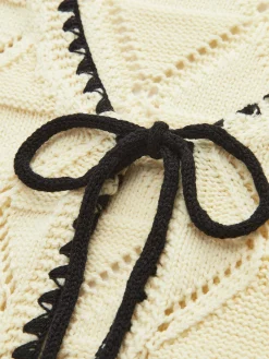 New Knotted Contrast Trim Sweater Vest Sweater Vests|Sweaters & Cardigans