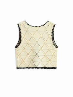 New Knotted Contrast Trim Sweater Vest Sweater Vests|Sweaters & Cardigans