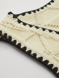 New Knotted Contrast Trim Sweater Vest Sweater Vests|Sweaters & Cardigans