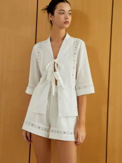 Discount Knotted Cutout Half Sleeve Top With Shorts Set Shorts Sets|Shorts