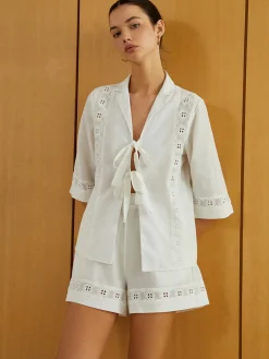 Discount Knotted Cutout Half Sleeve Top With Shorts Set Shorts Sets|Shorts
