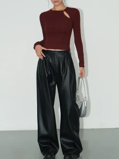 Sale Knotted Cutout Skinny T-Shirt T-shirts|Tops