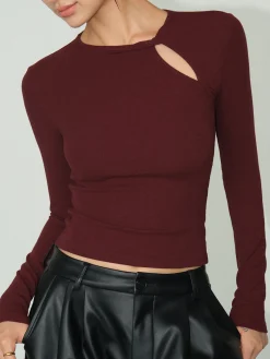 Sale Knotted Cutout Skinny T-Shirt T-shirts|Tops