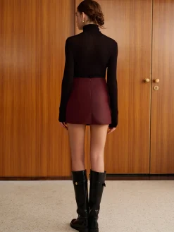 Best Knotted Faux Leather Skirt Skirts|Bottoms