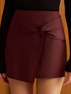 Best Knotted Faux Leather Skirt Skirts|Bottoms