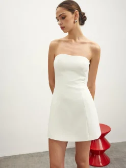Discount Knotted Open Back Piping Tube Dress White Dresses|Cocktail & Party Dresses