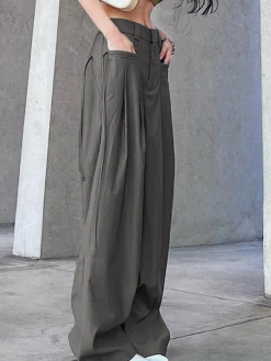 Knotted Pleated Wide-Leg Draped Pants Pants|Bottoms