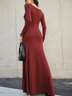 Outlet Knotted Ruched Jersey Long Dress Casual Dresses|Cocktail & Party Dresses