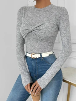 Outlet Knotted Skinny Jersey Top T-shirts|Tops